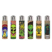 Clipper Cork Lighters Pop Cover Alien Leaves (30pcs/display)